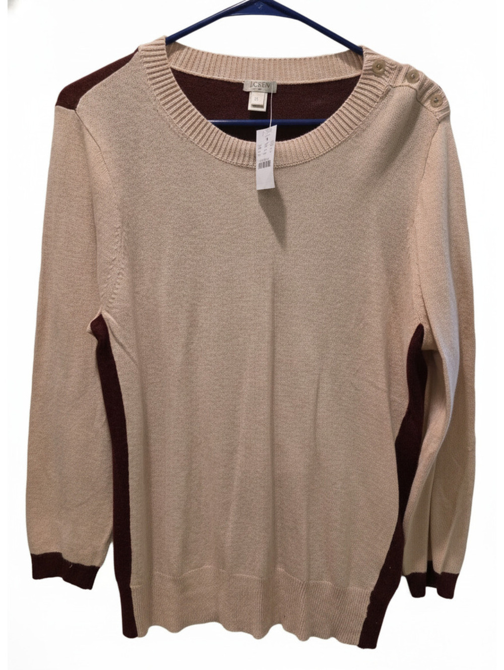 NWT J.Crew Factory Women's Colorblock Sweater with Elbow Patches XL